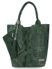 GEANȚĂ DIN PIELE shopper bag Vittoria Gotti verde de sticlă B23